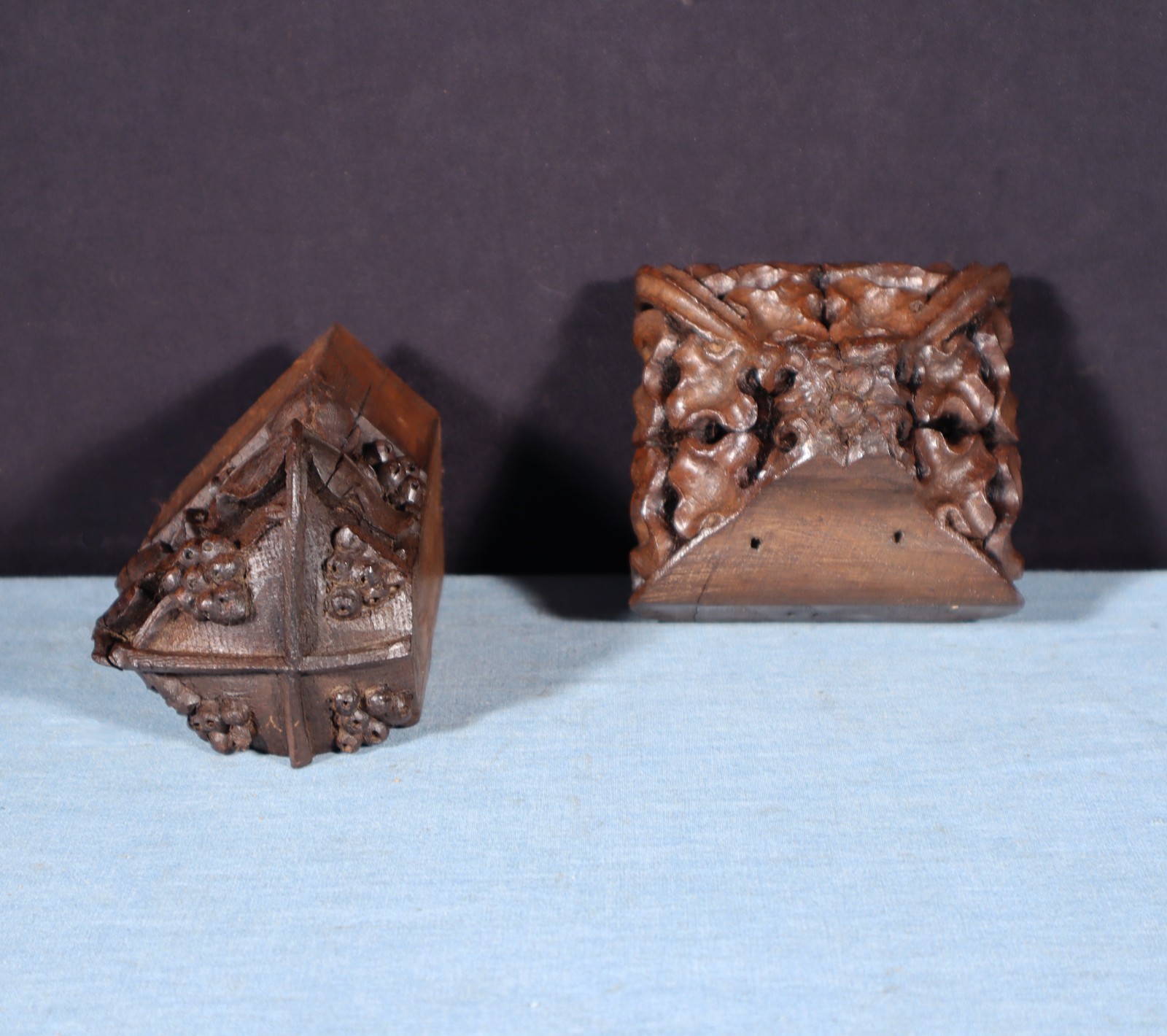 Two French Antique Highly Carved Trim/Corbels Solid Oak and Walnut Wood