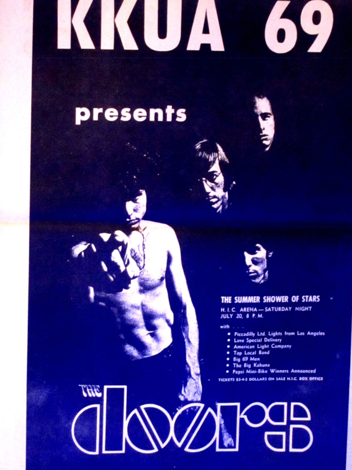 ✅ULTRA RARE✅THE DOORS ✅1968✅HAWAII BIG KKUA POSTER STYLE CONCERT ADVERTISEMENT ✅