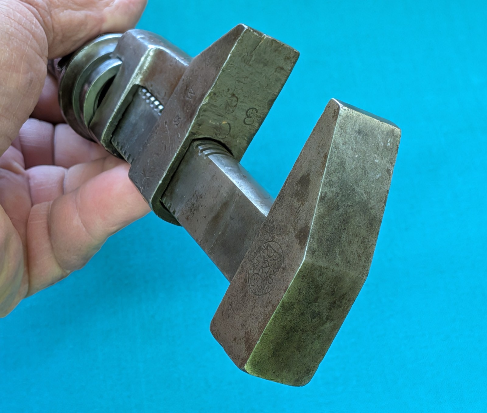 1900's Bemis & Call Co. No. 37 Nut/Monkey Wrench 10" Wood Handle Merrick Pattern