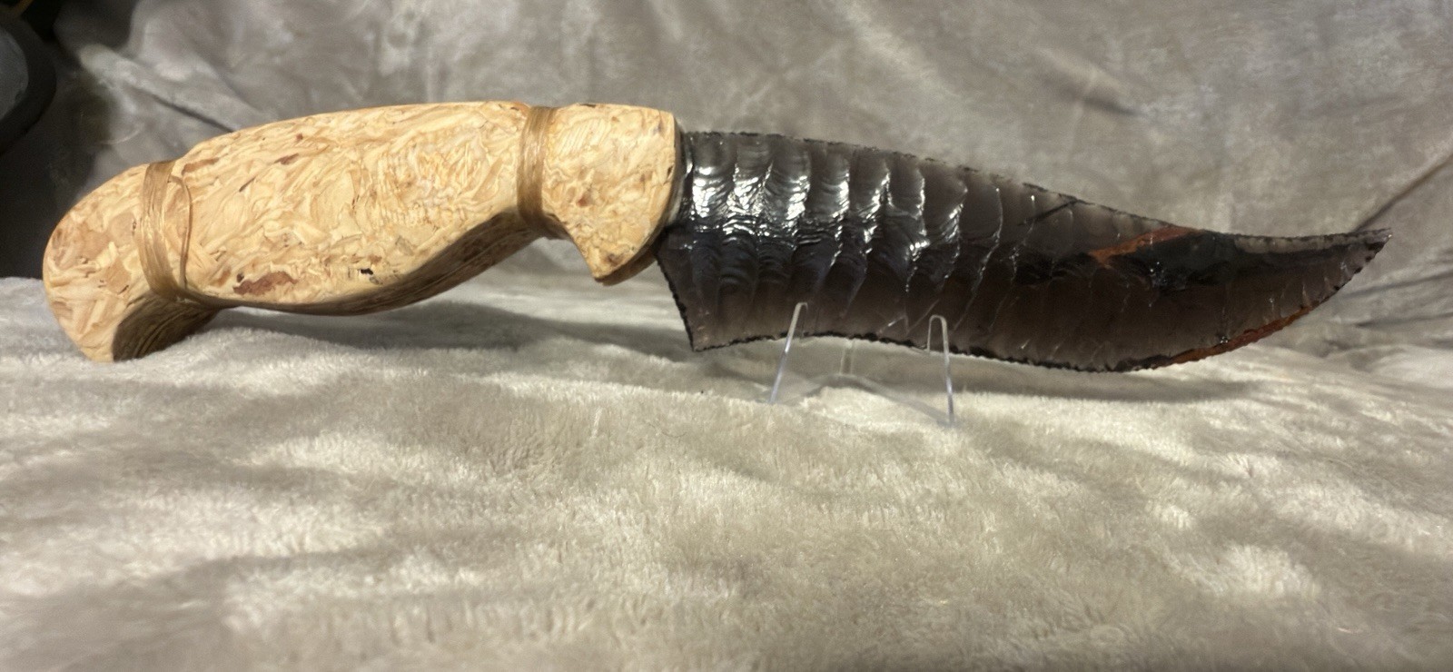 Handmade 6” Obsidian/Mahogany Obsidian Fixed Blade Knife Wood/Resin Handle