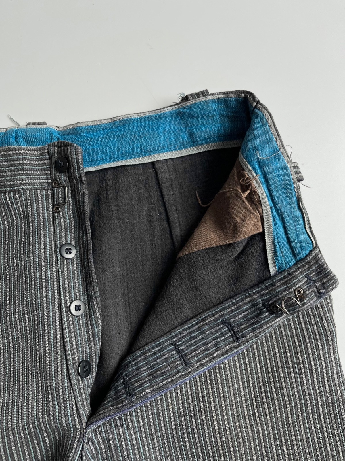 Vintage 1940s French Bleu Work Stripes Pants Made in France size 30 x 26