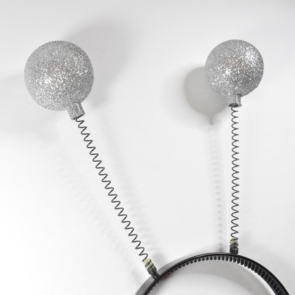 Alien Antenna Headband, Martian Alien Headband, Fun Sparkly Silver Boppers Balls