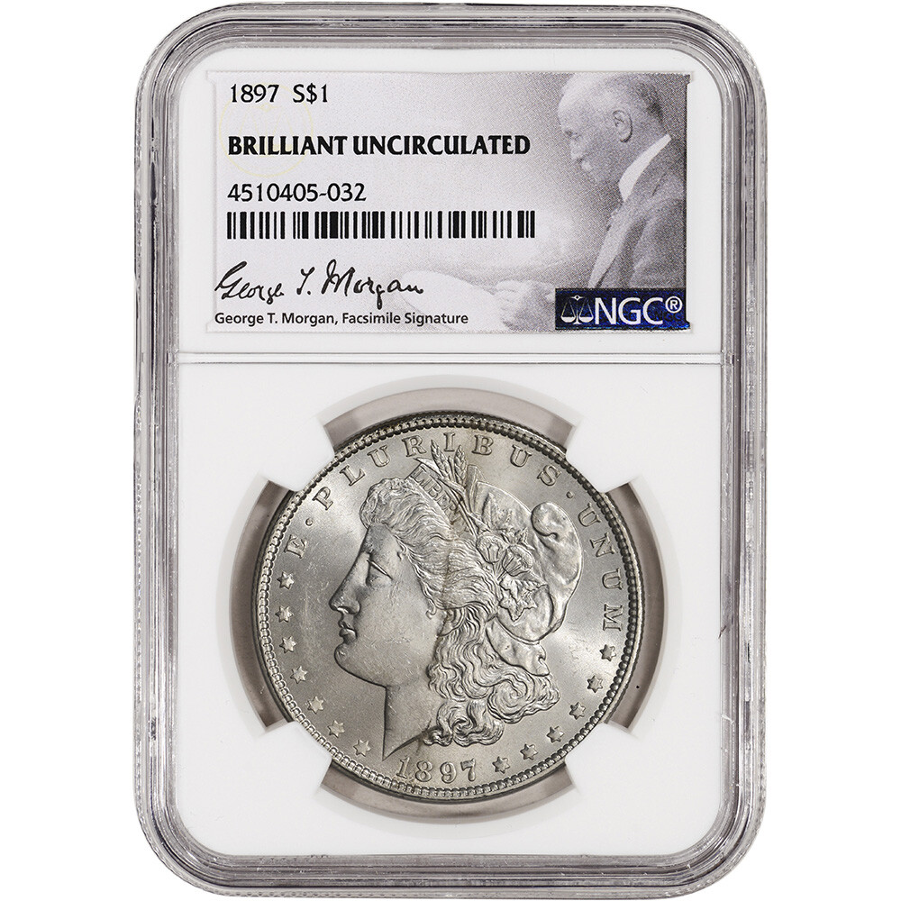 1897 US Morgan Silver Dollar $1 - NGC Brilliant Uncirculated