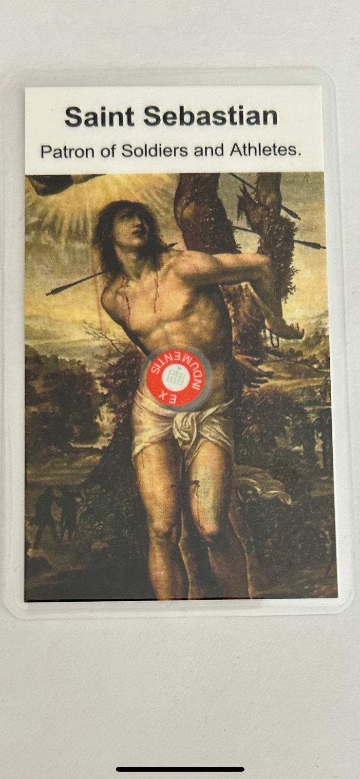 Saint Sebastian 3rd Class Relic Card