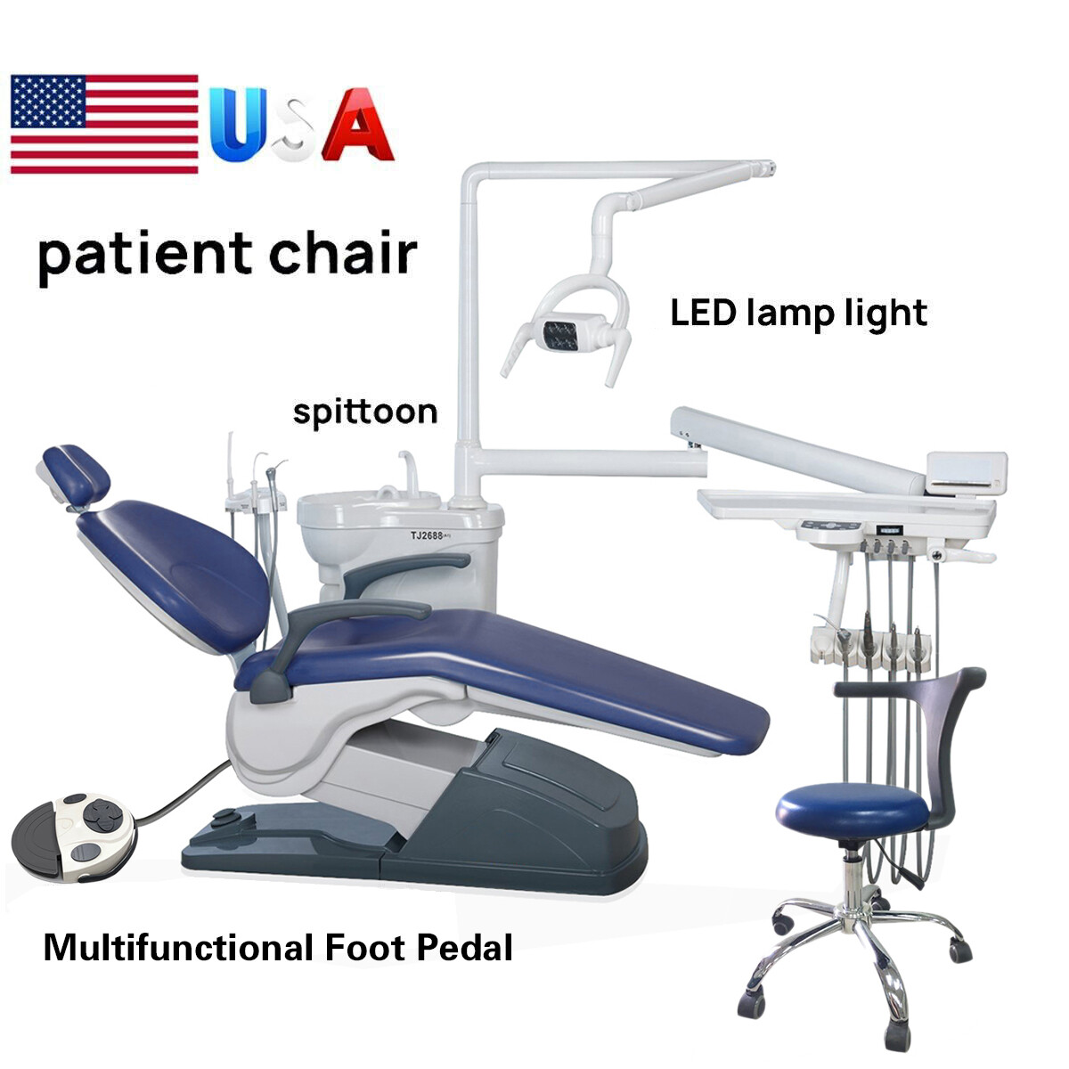 Dental Unit Chair Hard Leather+Dentist Stool + DDS+ New Foot Pedal Unidad silla