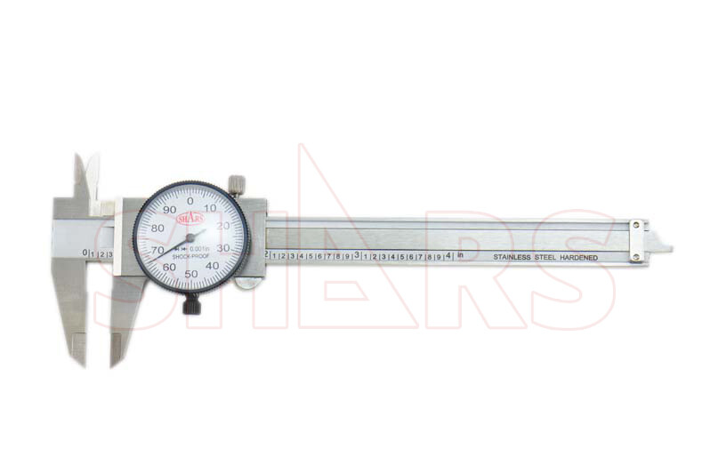 SHARS 4" DIAL CALIPER SHOCK PROOF .001" STAINLESS 4 WAY + Inspection Report ^}