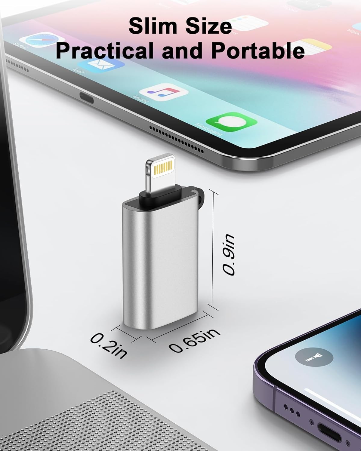 2 Pack Lightning to USB 3.0 OTG Adapter for iPhone 14 13 12 11 iPad Flash Drive