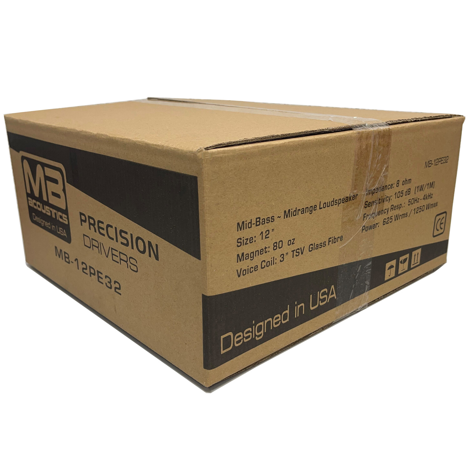 12" Pro Mid Bass Loudspeaker Woofer 3” Glass Fibre VC 1250W MB Acoustics 17 LBS