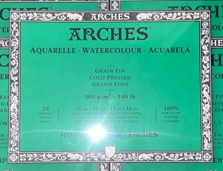 Arches Aquarelle 12x16 Watercolor Block 140lb Cold Pressed Cotton Sheets