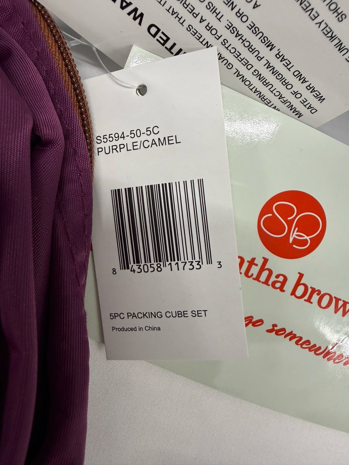 Samantha Brown Packing Cubes 5-piece Set PURPLE LUGGAGE ORGANIZER SET RARE NEW