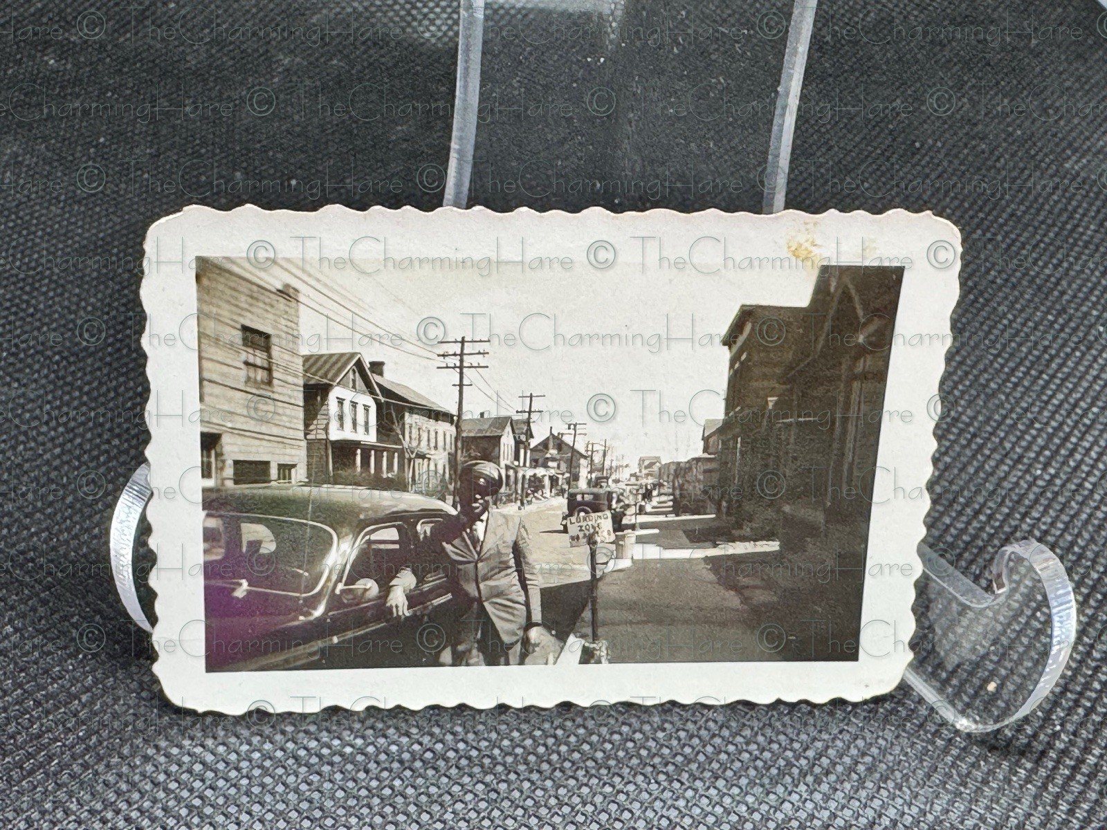 Vintage Photo African American Handsome Man Street Parking Americana Automobiles