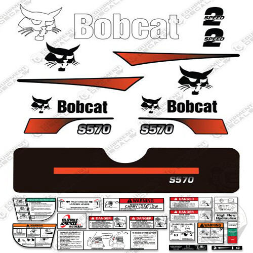Fits Bobcat S570 Compact Track Loader Decal Kit Skid Steer (Curved Stripes)