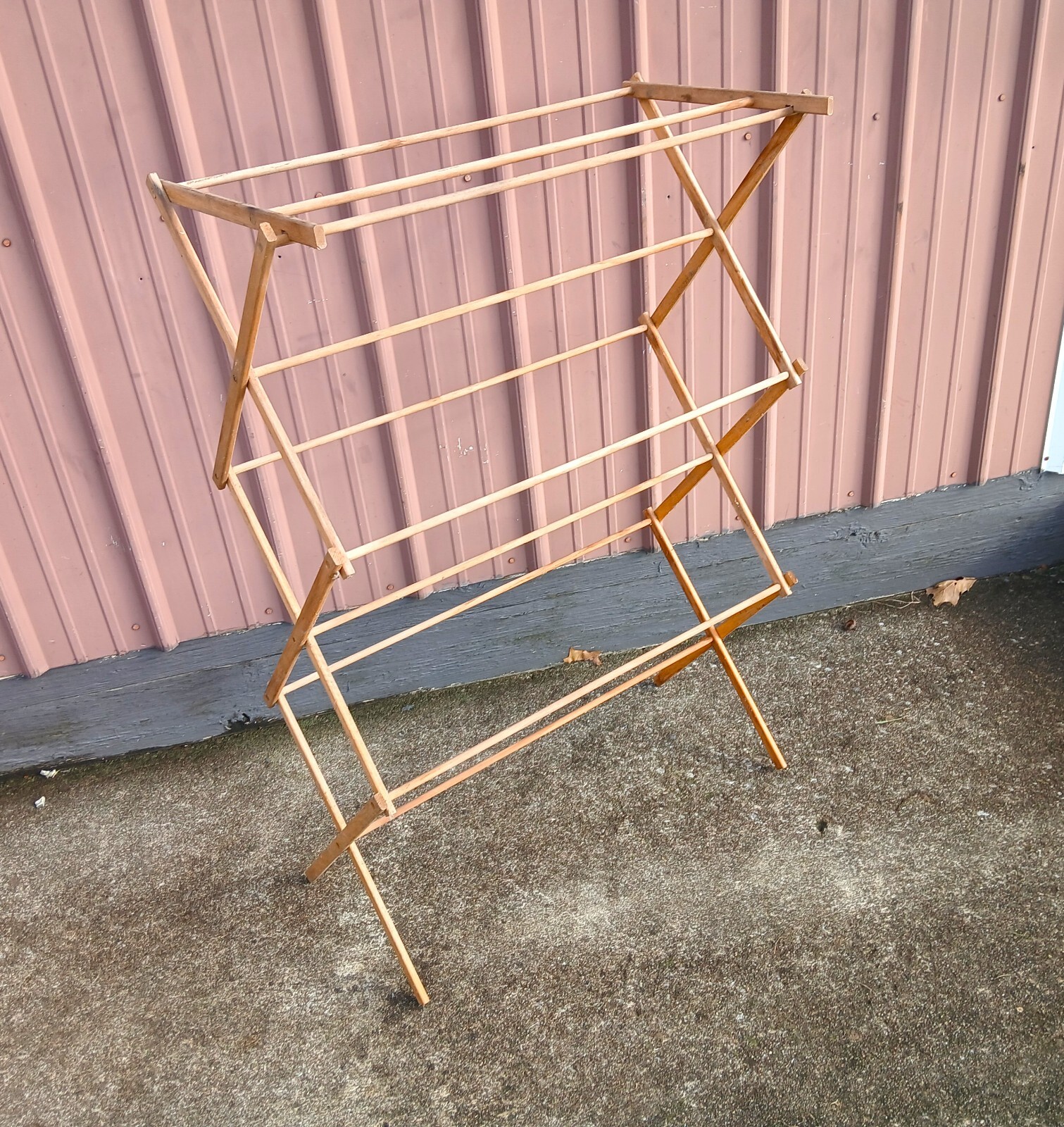Antique Wooden Laundry Clothes Drying Rack Folding and Expandable 1930s