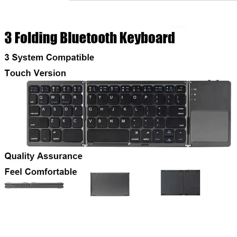 Mini Folding Wireless Bluetooth Keyboard With Touchpad for Laptop Tablet Phone