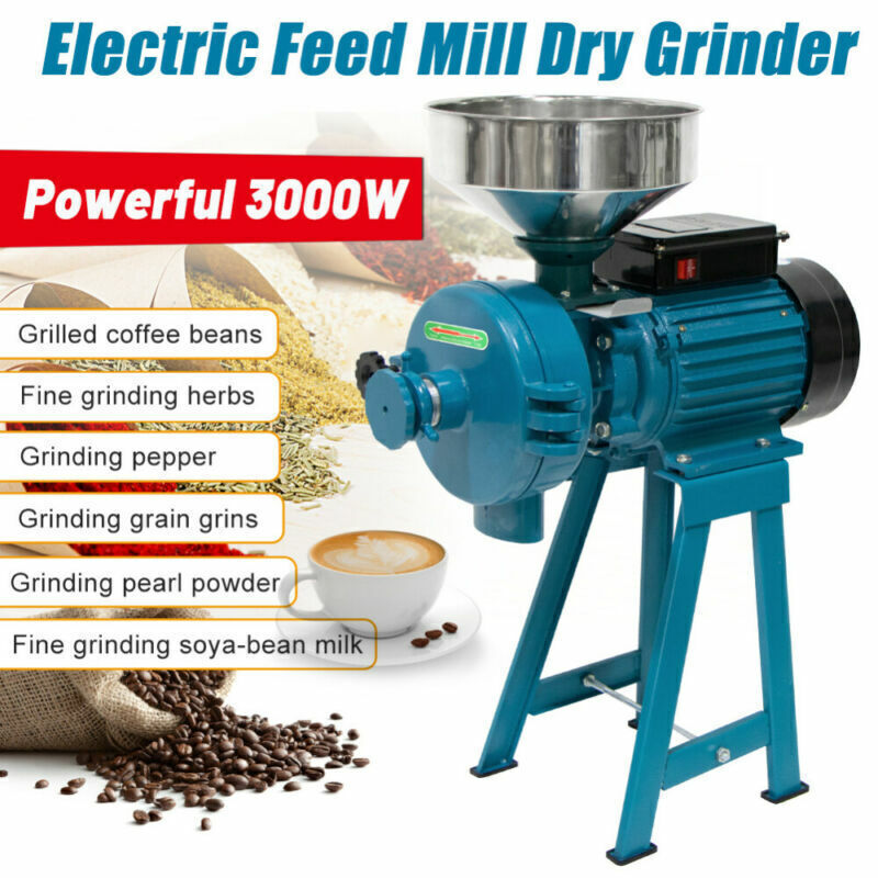 3000W 110V Electric Grinder Mill Grain Corn Wheat Feed Wet&Dry Cereal Machine