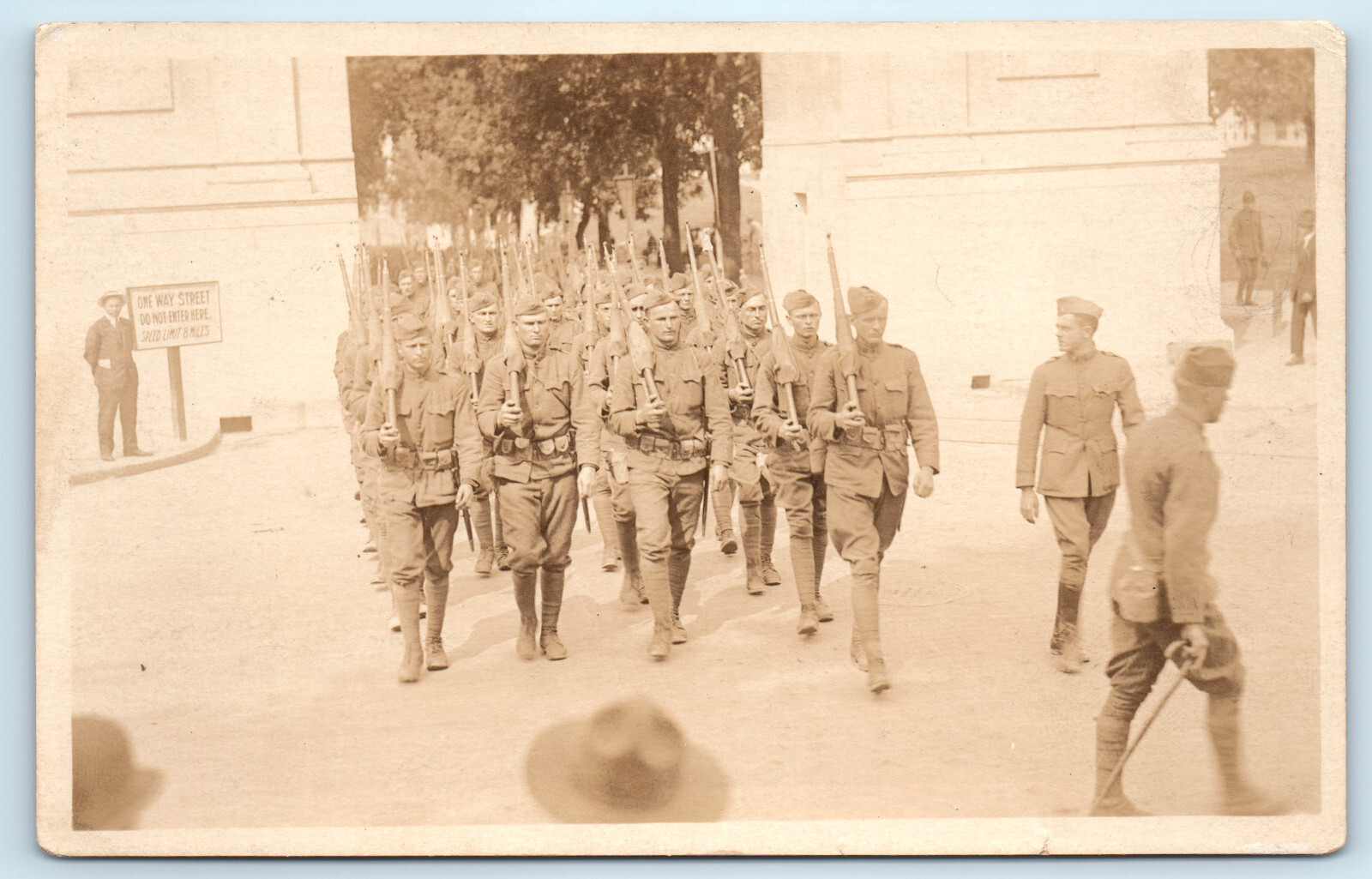 WWI Soldiers Enfield Rifle Canvas Bolt Cover Real Photo Postcard RPPC