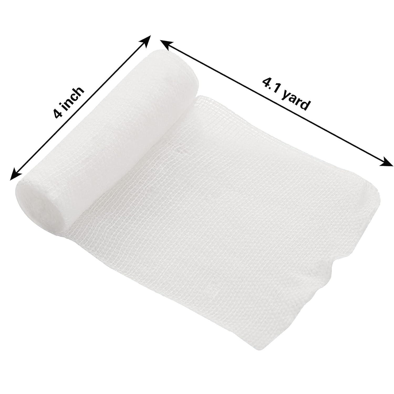 24 Rolls/Box, Rolled Gauze Bandage 4"x4.1 yd Sterile Stretch w/ 2 Medical Tape