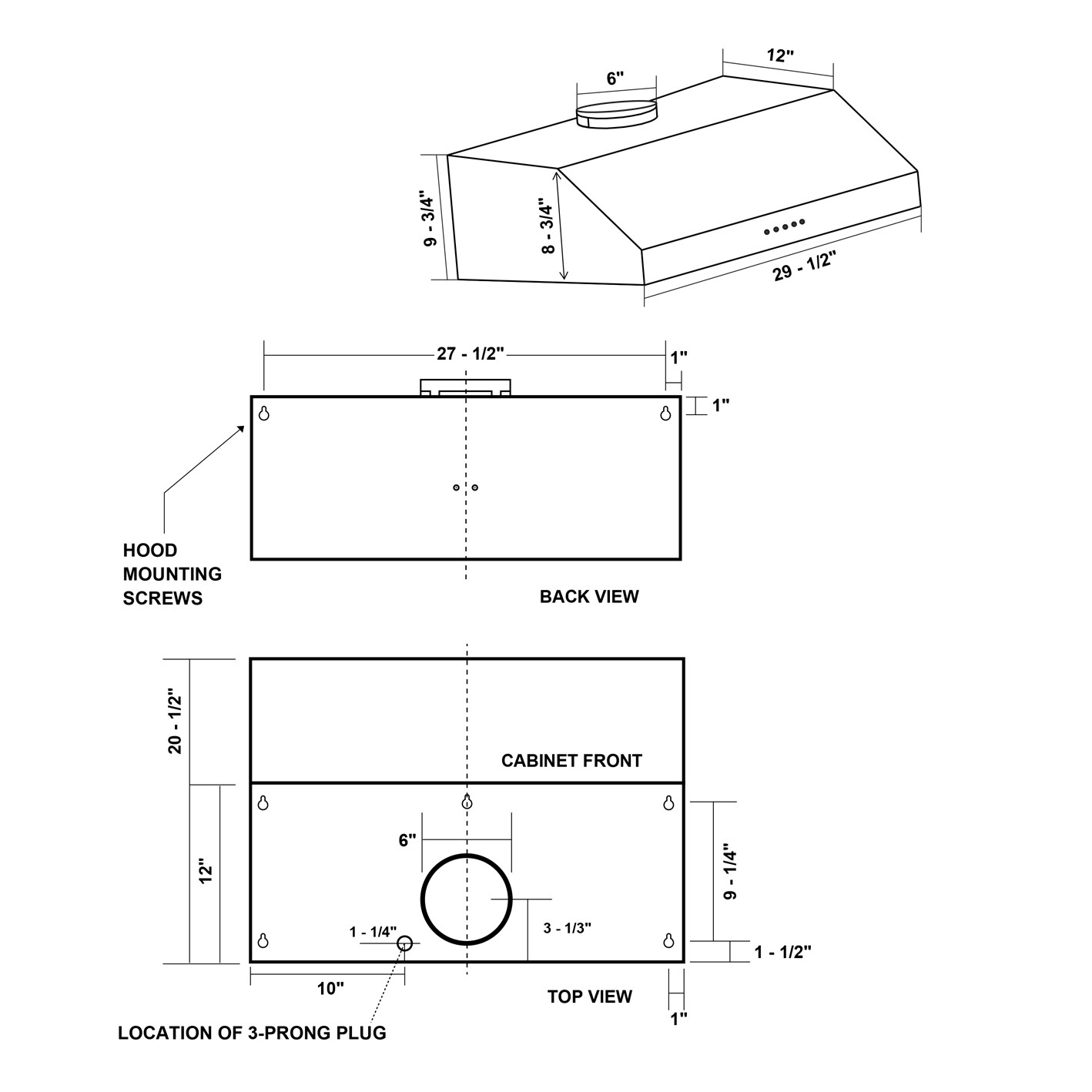 30 in Under Cabinet Range Hood (OPEN BOX) 3-Prong Plug, Stainless Steel, LED