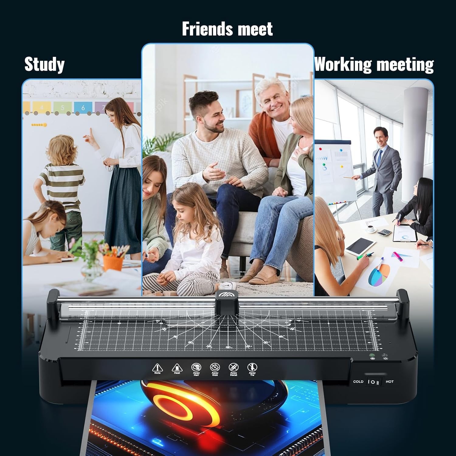 Plastificadora de 13 pulgadas con guillotina + 50 hojas + redondeador de esquina