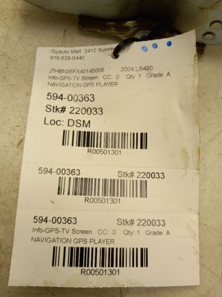 05-09 LEXUS SC430 GPS / NAVIGATION DVD PLAYER CONTROL UNIT