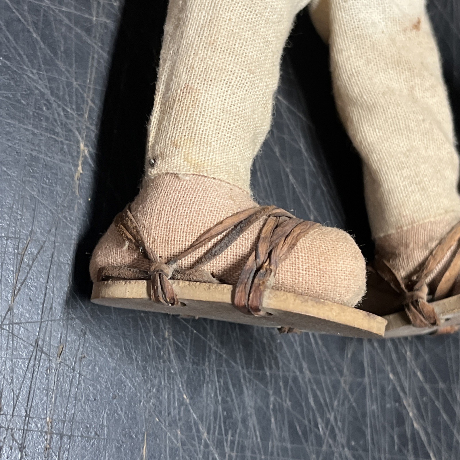 Vintage Mexican Hand Made Painted Oil Cloth Folk Art Dolls 9”Tall