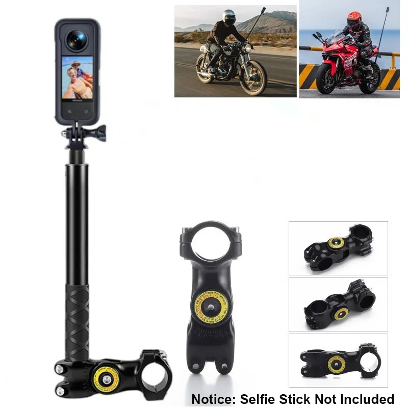 Motorcycle Mount Invisible Selfie Stick Handlebar Clamp for Insta360  Camera