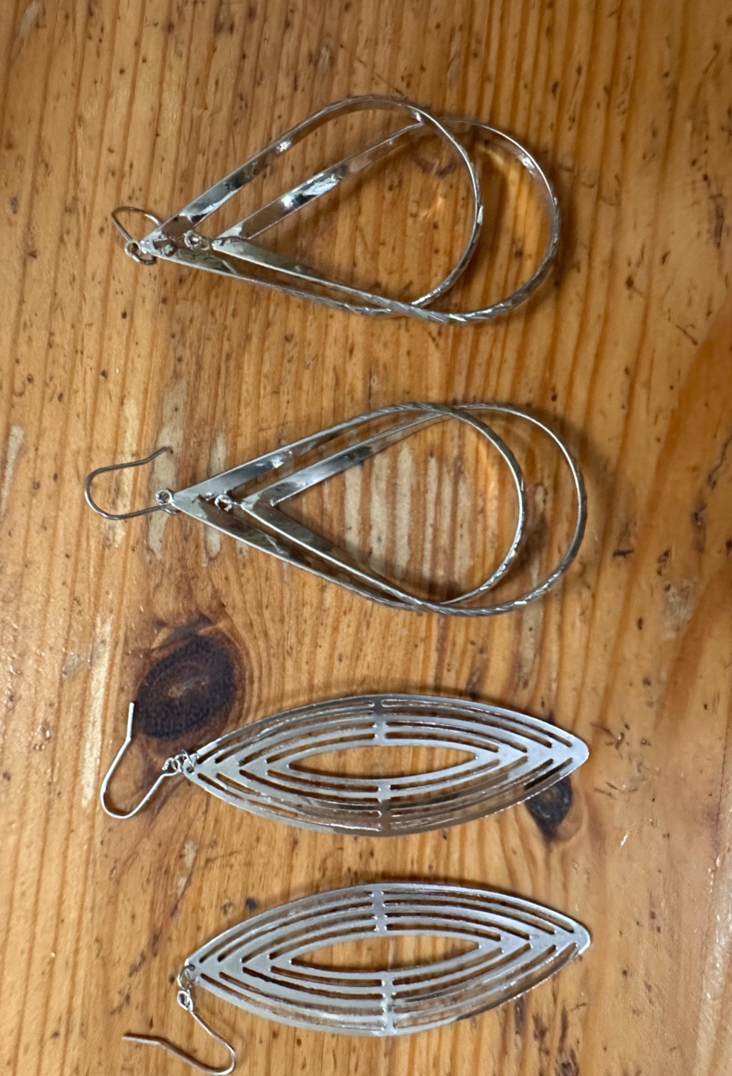 Lot Of 4 Pairs of Silver Tone Dangle Earrings Faux Gem Fantasy