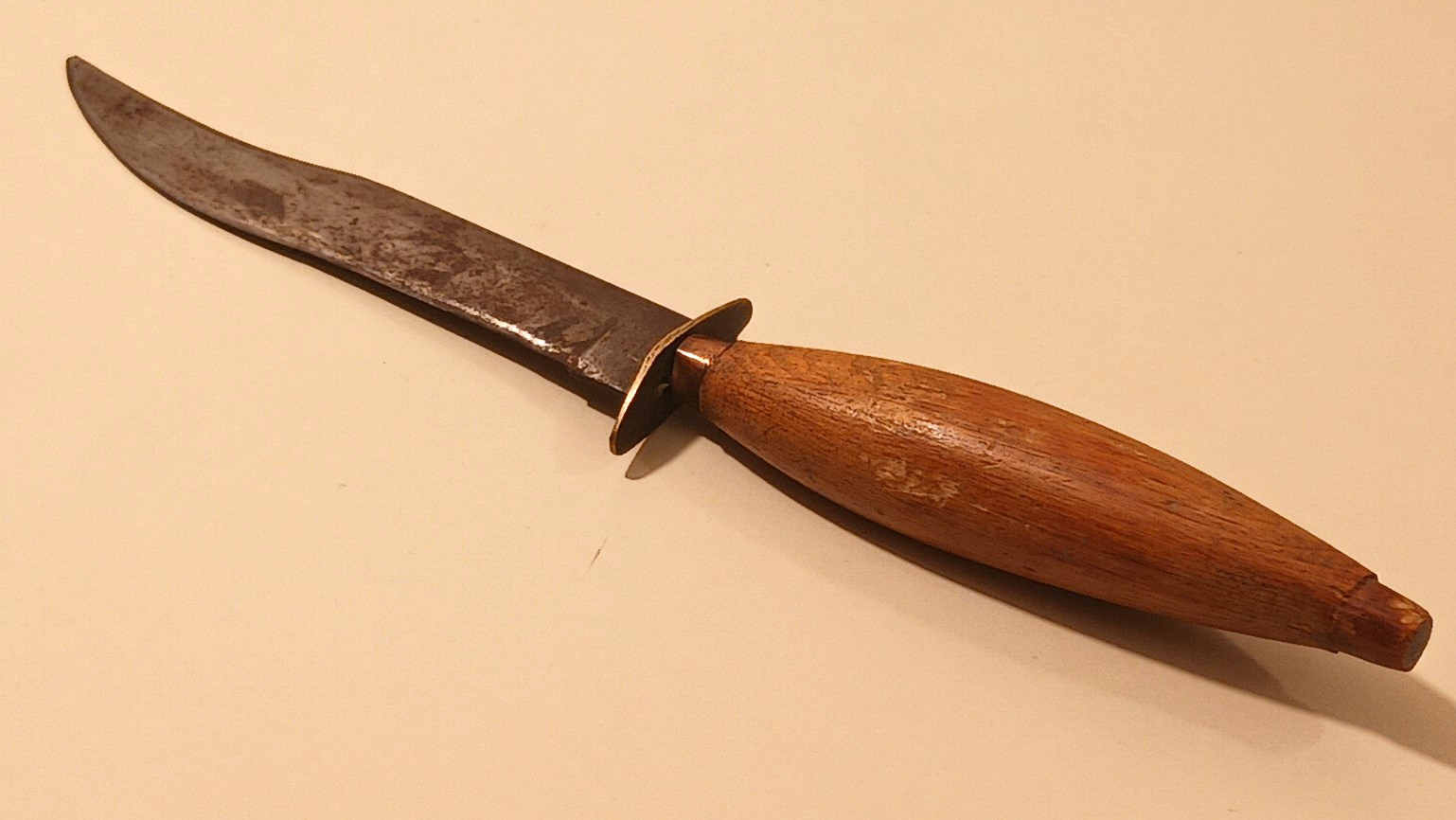 Vintage Bowie Knife Fixed Blade Hunting Survival Wood Handle Brass Bolster Gear