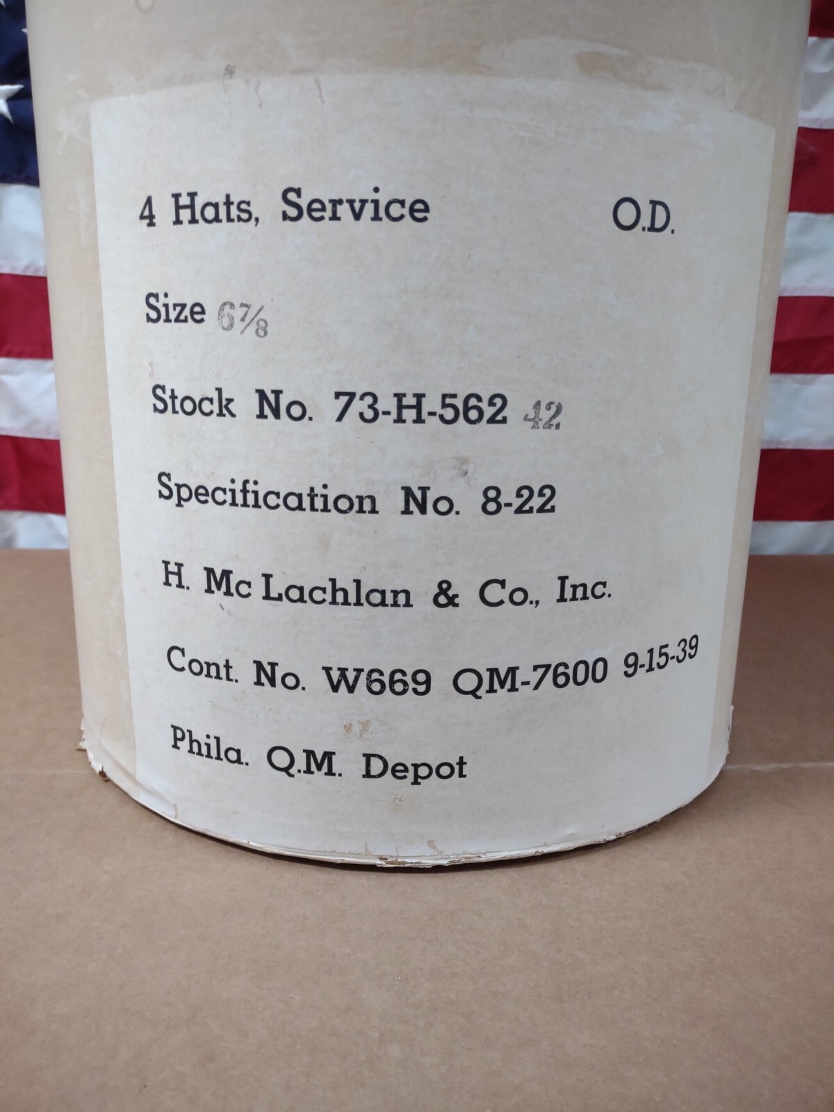 1 Lot Of 4 Original 1939 WWII Era U.S. Army Campaign Hat 6 7/8 New Original Box