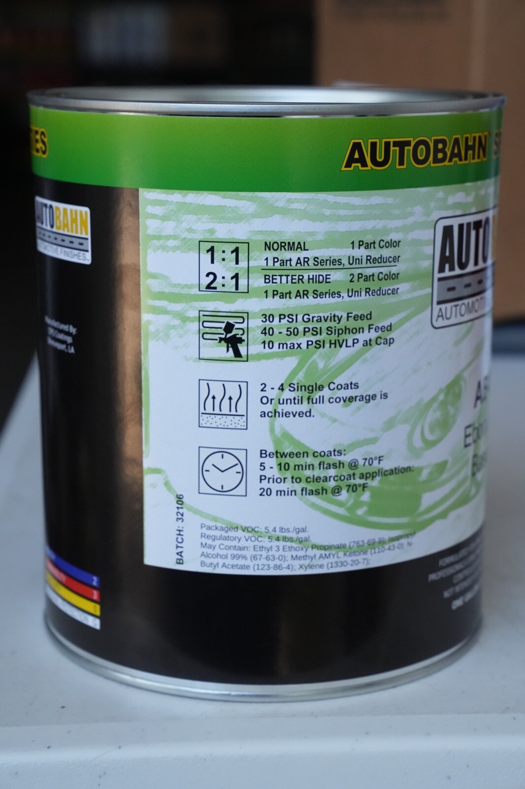 Autobahn EBONY BLACK BaseCoat AB-955 GALLON Size Auto Paint GM WA 8555 High Teck