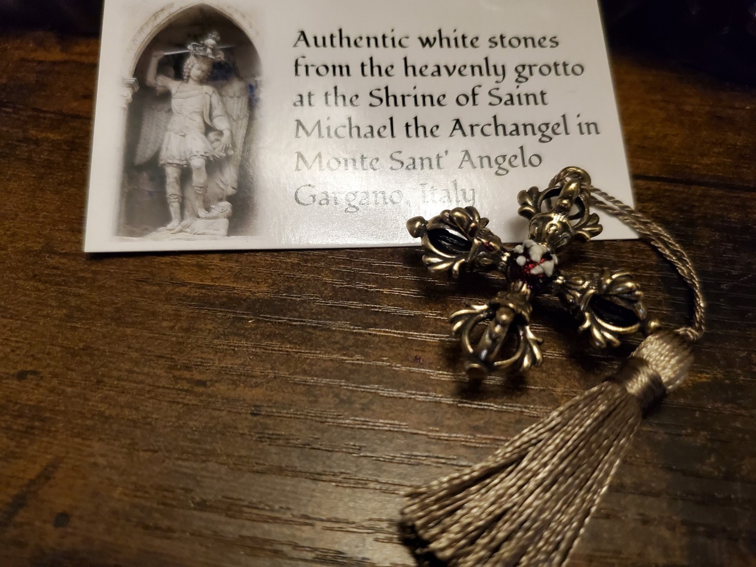 St. Michael Cross Medallion Stones Cave Monte Sant’Angelo Gargano Italy