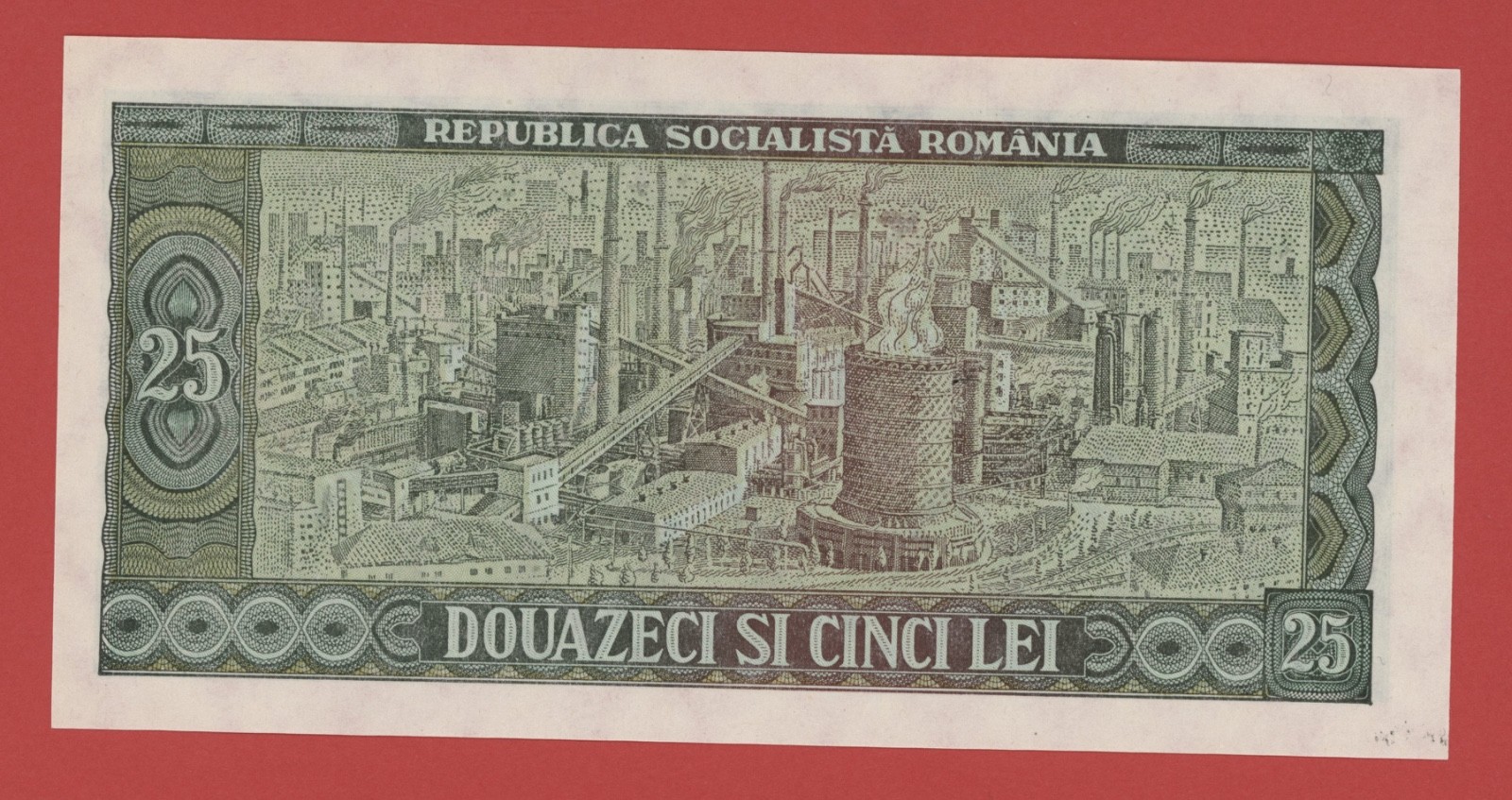 ROMANIA 25 LEI 1966 PICK # 95a UNC.