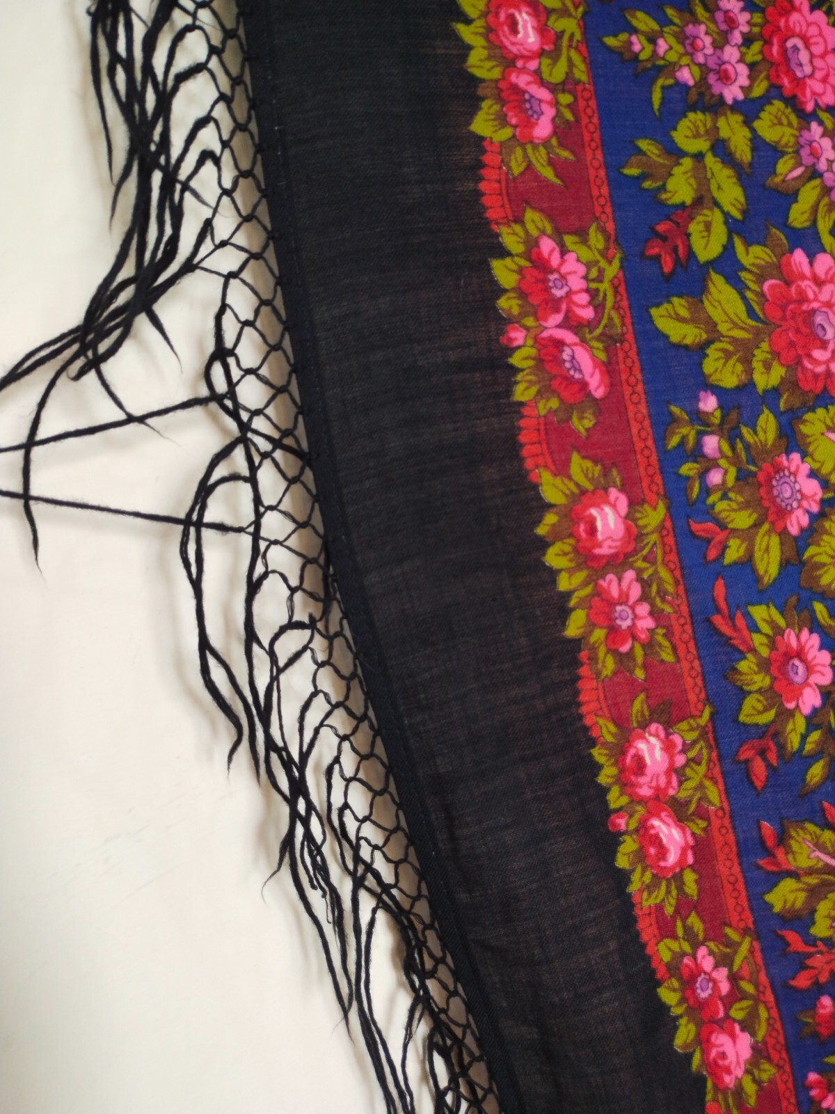 vintage gorgeous flowers printed piano fringes shawl scarf itm1236