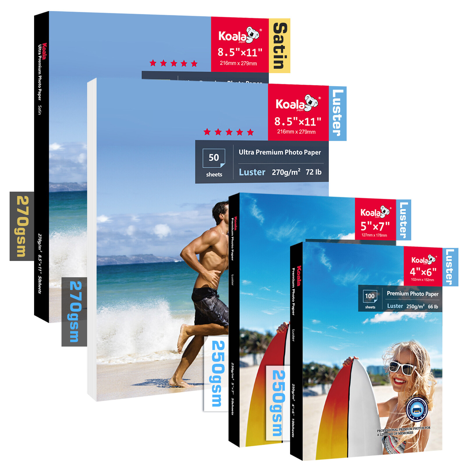 Lot Koala Premium Luster Photo Paper 4x6 5x7 8.5x11 66lb / 72lb Inkjet Printer