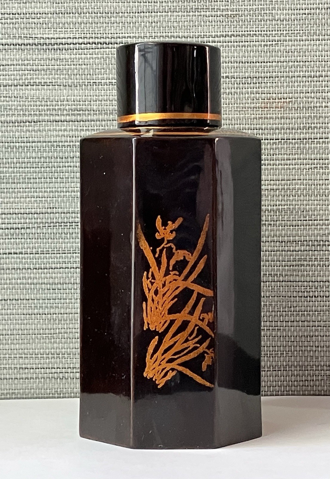 Vintage Vietnamese Lacquer Tea Caddy with Hand‑Painted Goldfish Design, 6" T