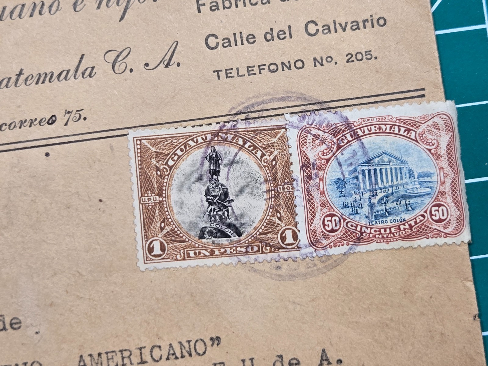 1922 Guatemala 1.50 Peso Cover to USA – 1902 National Symbols Issue