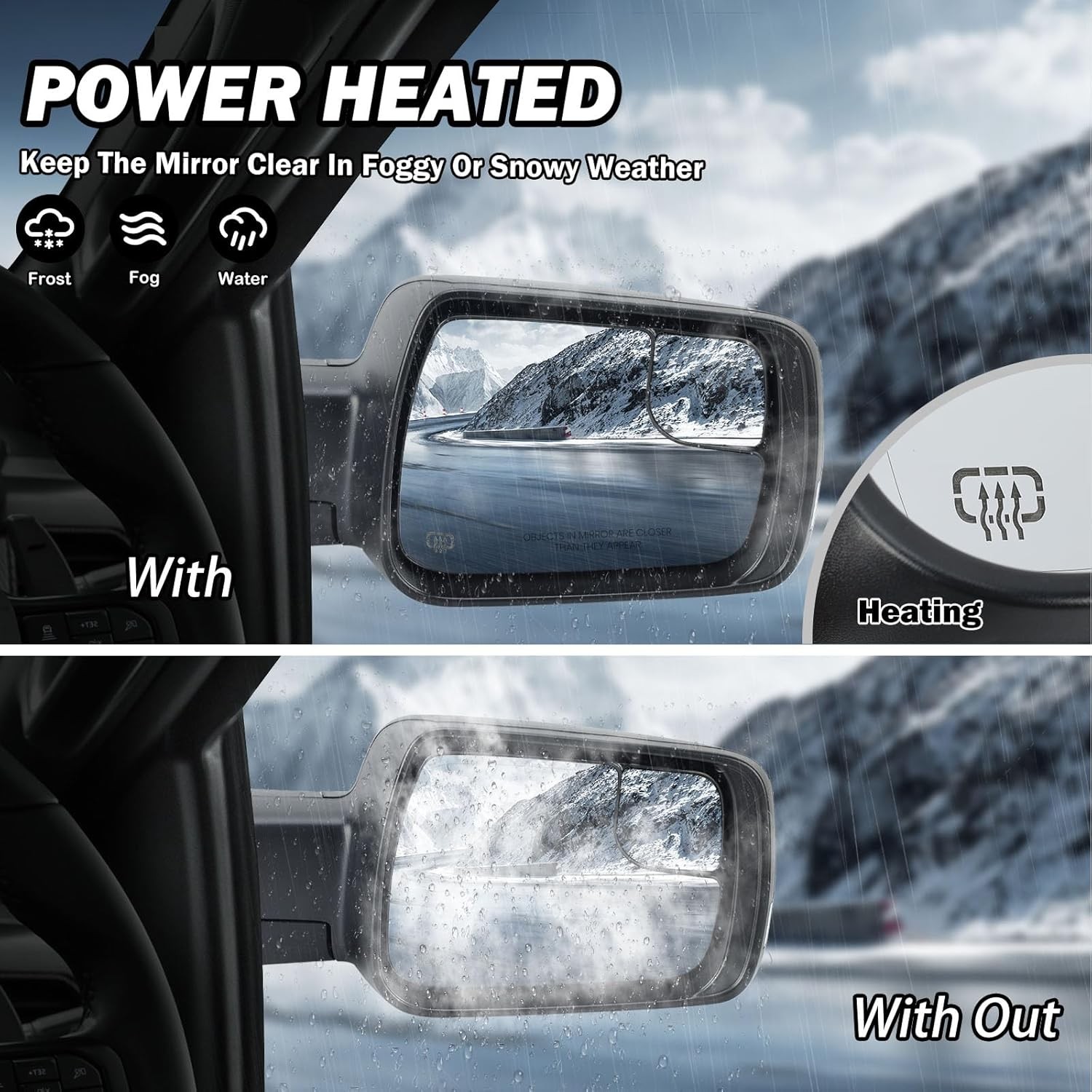 Heated Mirror w/Power Fold Signal Light Right For 2019-2024 Ram 1500 68276500AH