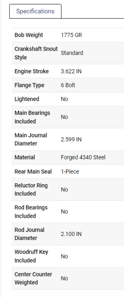 K1 Crankshaft for Chevrolet LS1 3.622" Stroke High-Performance Upgrade
