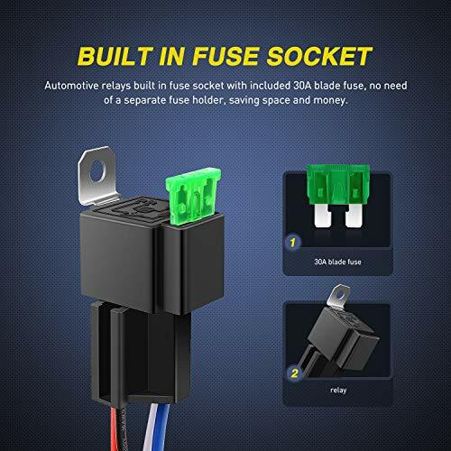 NILIGHT 5PACK 12V 4Pin SPST 30/40 AMP Auto Relay + 14AWG Sockets Wires adn Fuse