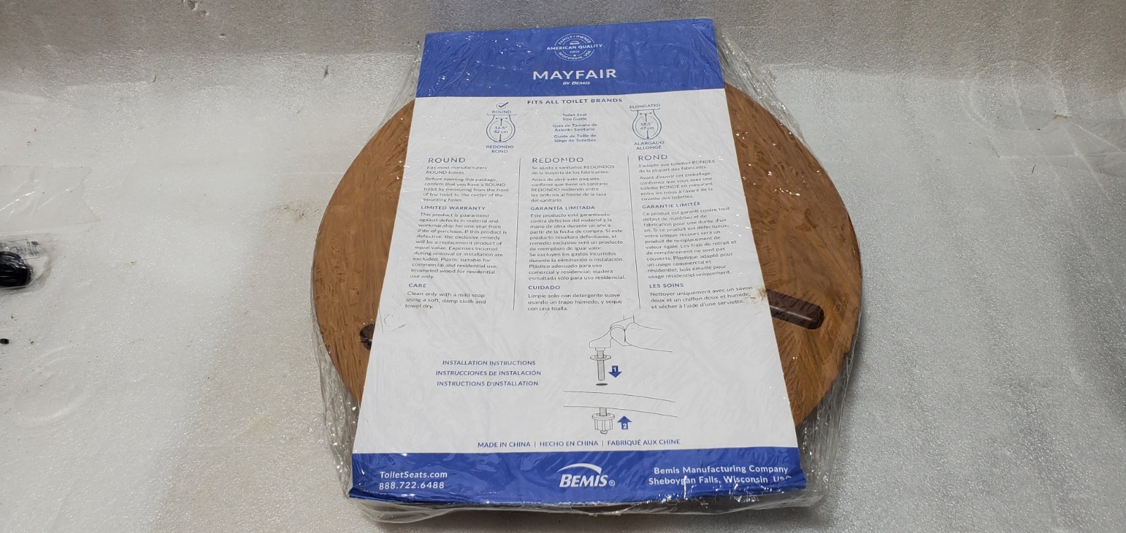 NEW Mayfair Natural Reflections Round Toilet Seat Natural Oak Wood Veneer Finish