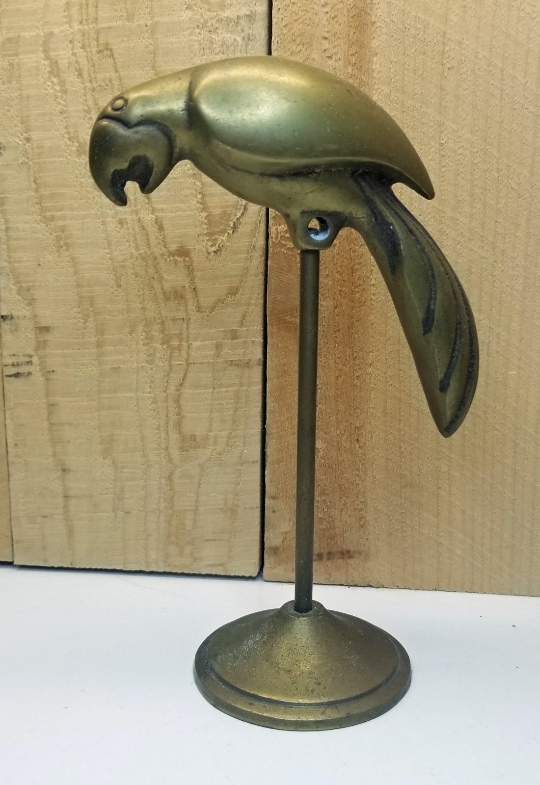 Vintage Brass Parrot on a Stand Perch