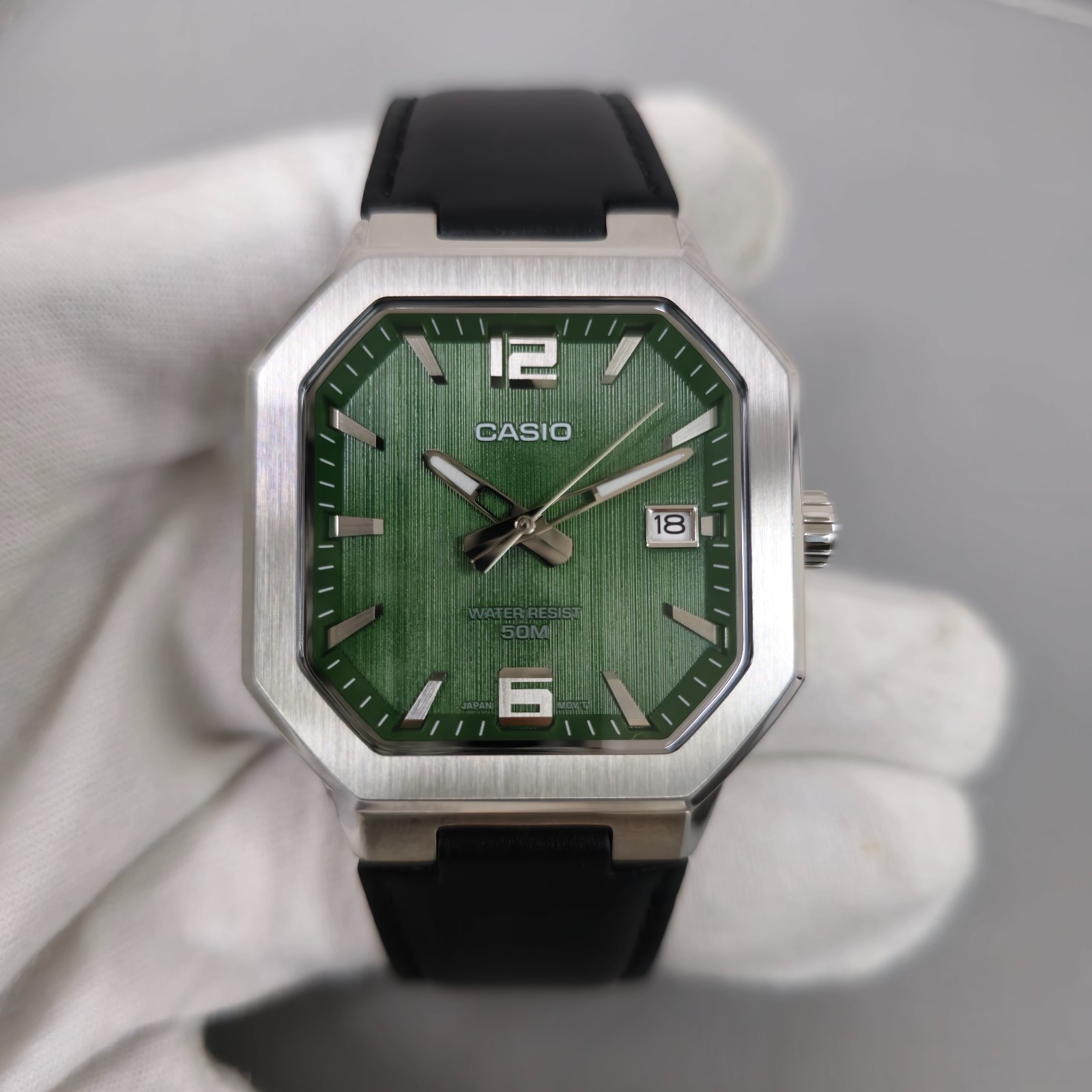 CASIO MTP‑B195 Series MTP-B195L-3AV Green Dial Analog 38 mm New Men’s Watch