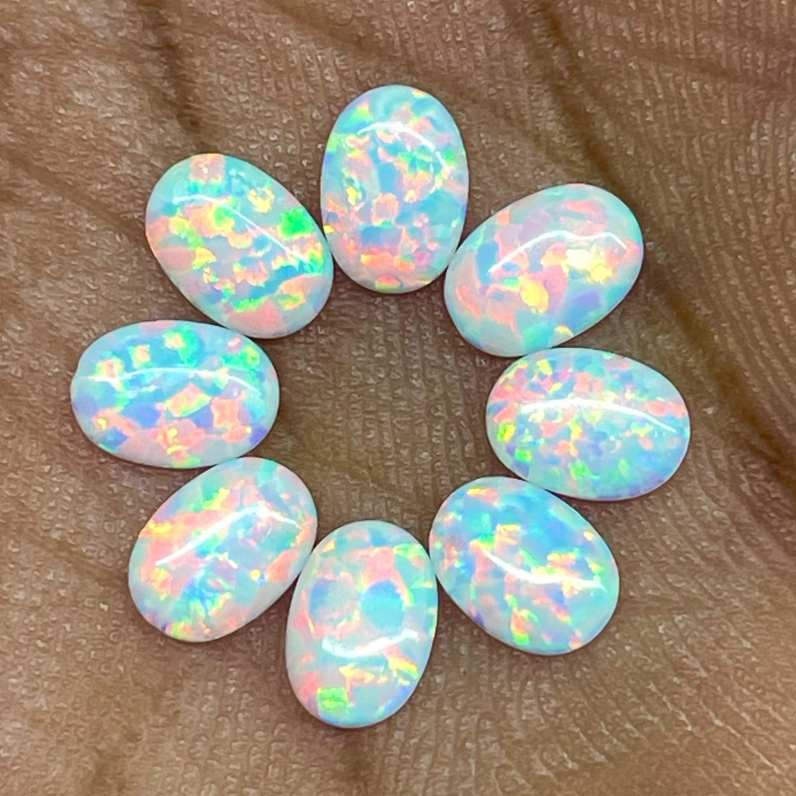 8 Pcs Australian Opal 7x5mm Oval Cabochon AAA Quality Lab Created Gemstone Lot