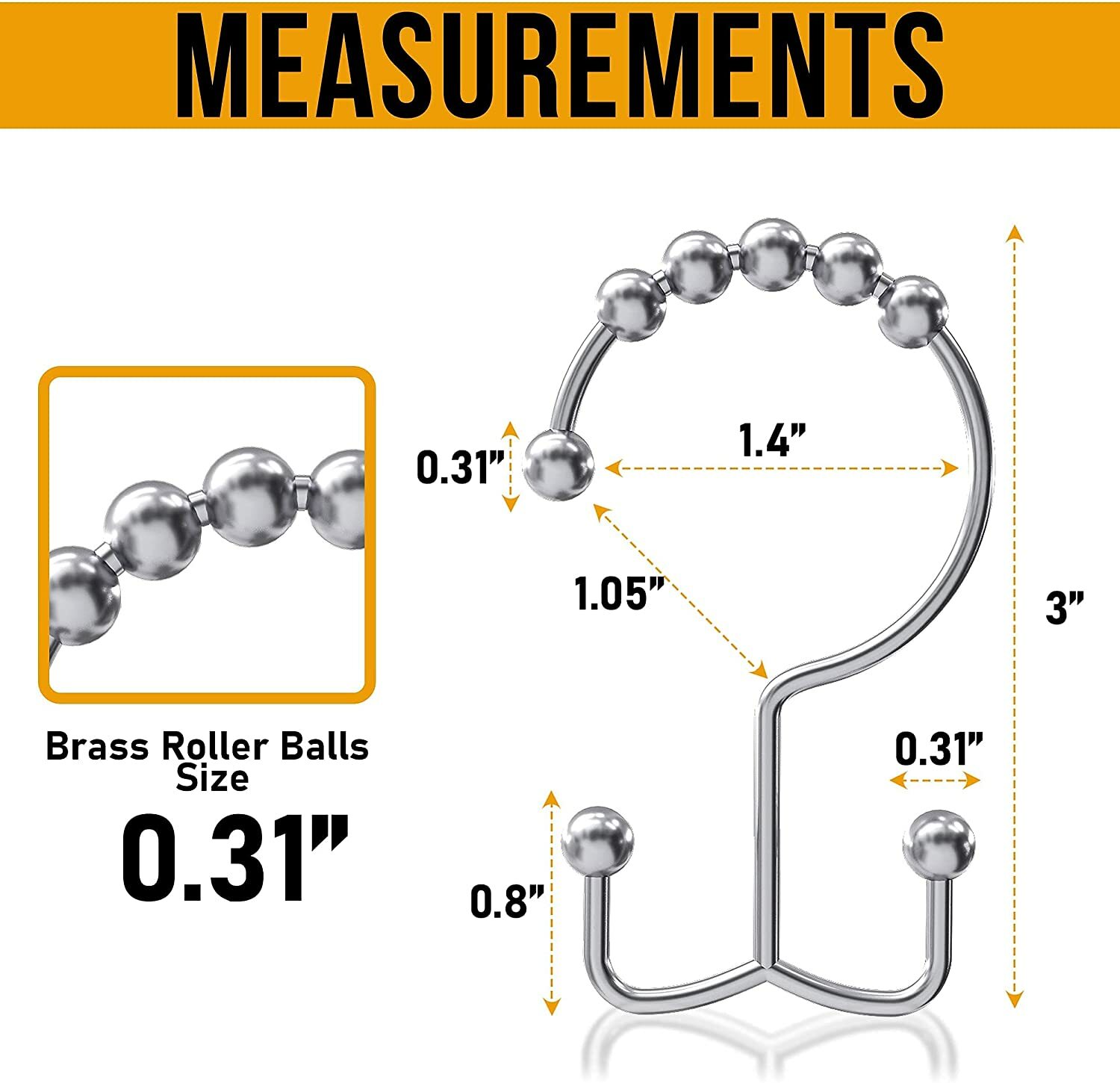 Utopia Bedding Stainless Steel Shower Curtain Hooks