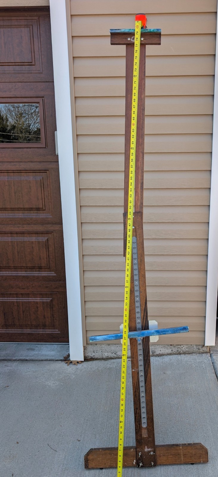 Antique Anco Bilt Large Wooden Floor Easel Folding Artist Studio Decor 4 - 8 ft