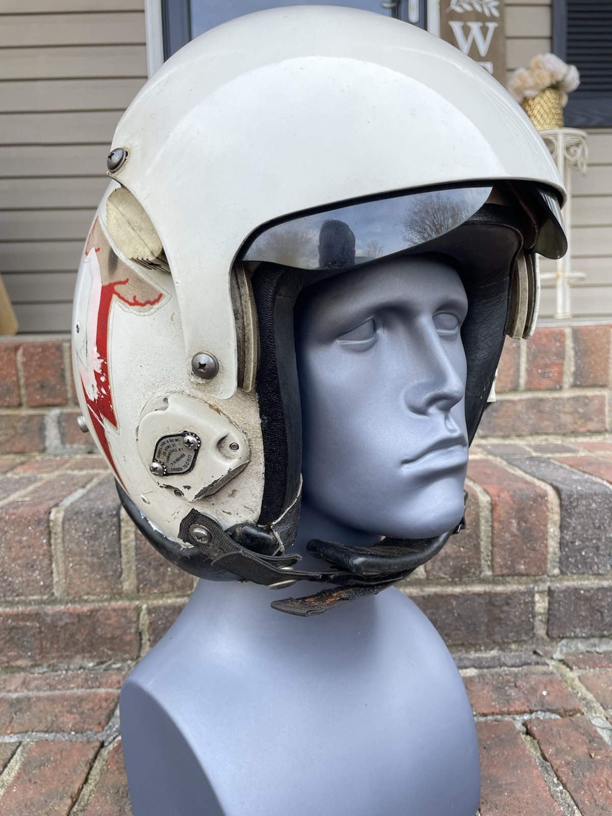 Vtg HGU-26 Dual Visor Gentex Flight Fighter Pilot Helmet Partial decals