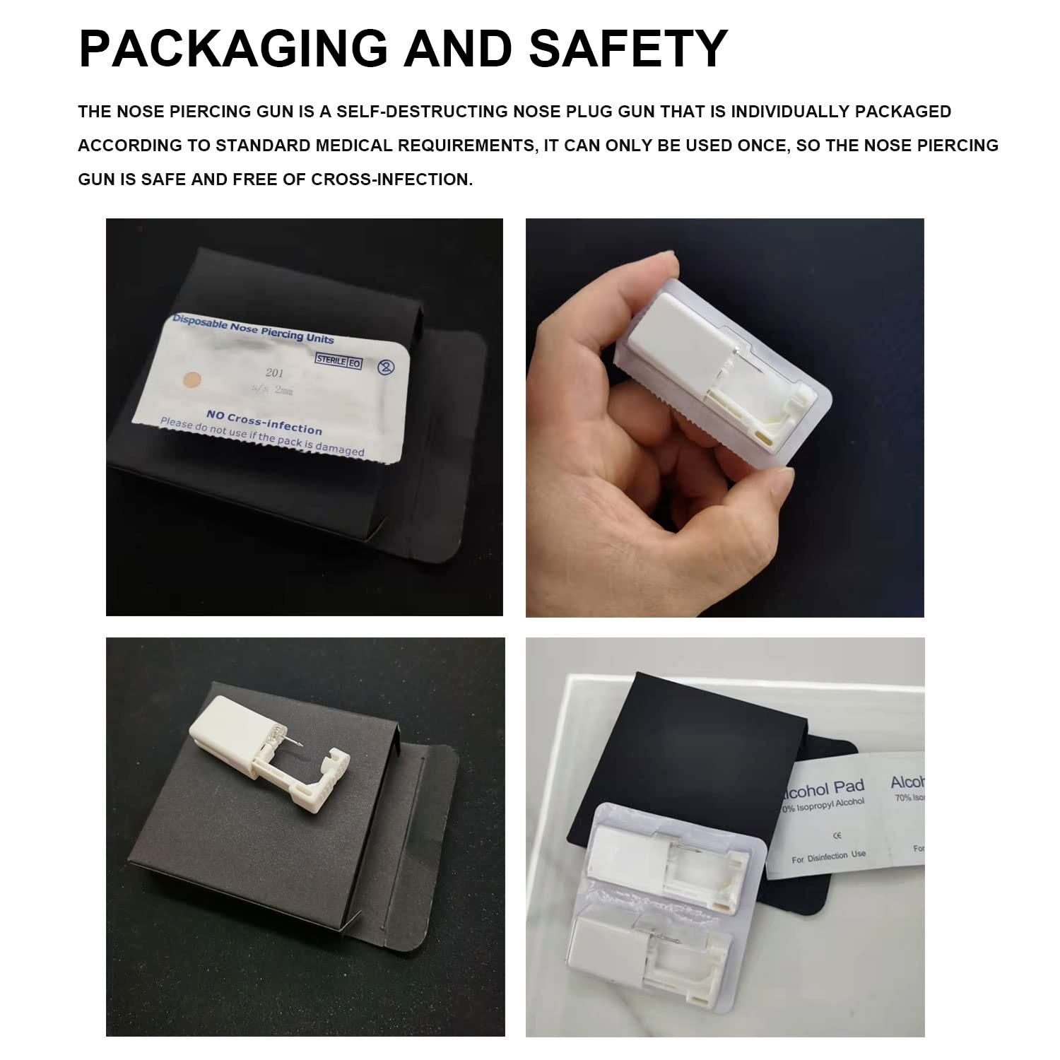 Nose Piercing Kit, 2 Pack Disposable Self Nose Piercing Gun with ring