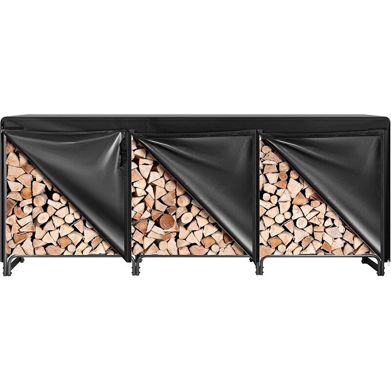 10ft Heavy Duty Firewood Rack w/ Cover Fire Wood Storage Log Holder Cover Combo