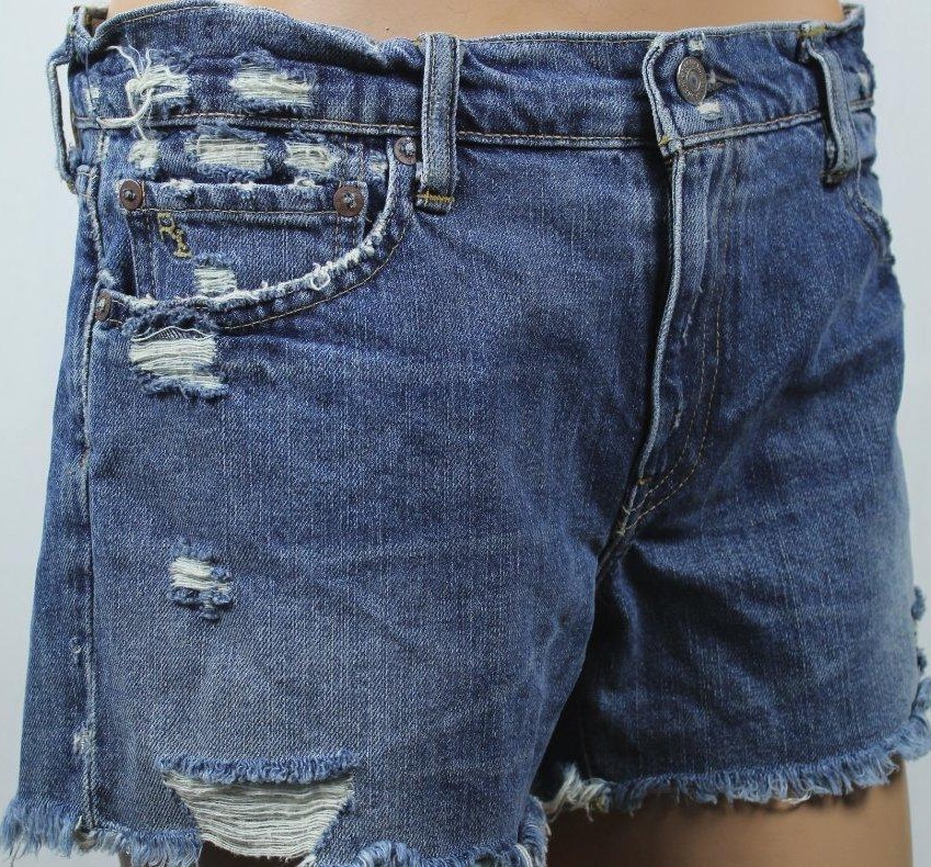 Women's Polo Ralph Lauren Crosby Denim Distressed Shorts High Waist Sizes 25-32