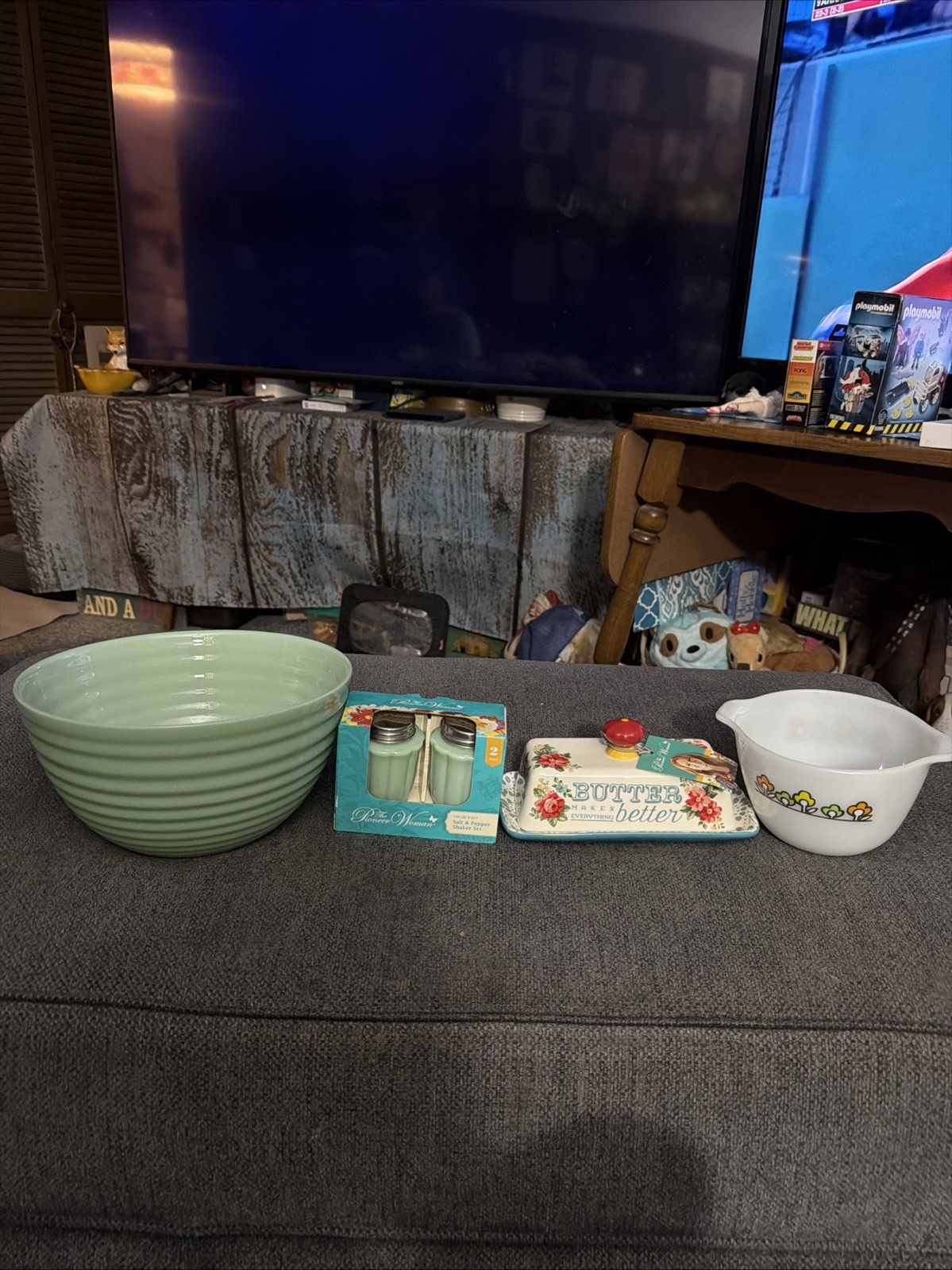VINTAGE JADEITE HONEYCOMB MIXING BOWL 9”, Fire King Bowl, Butter Dish, Jade S&P